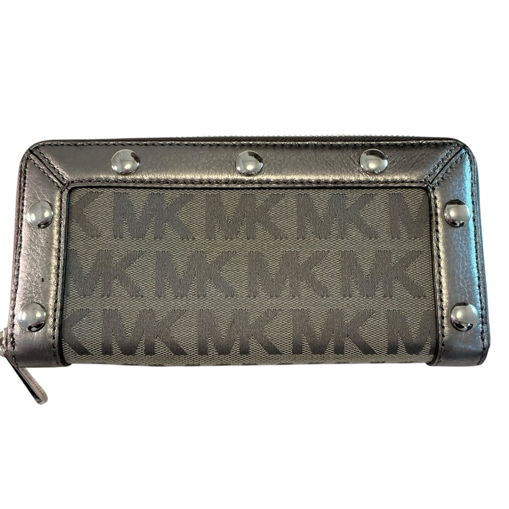 Michael Kors Med GRAYSON Satchel & Continental Wallet MK Logo ICE/Slate/Gun Gray - Picture 11 of 15